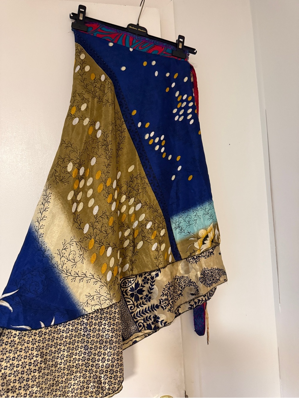 Bohemian reversible Wrap Skirt in Blue and Olive